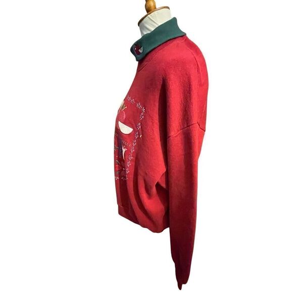 Gopher Sport Vintage 80’s/90’s Country Farm Style Red With Green Turtleneck Pull - Picture 7 of 12